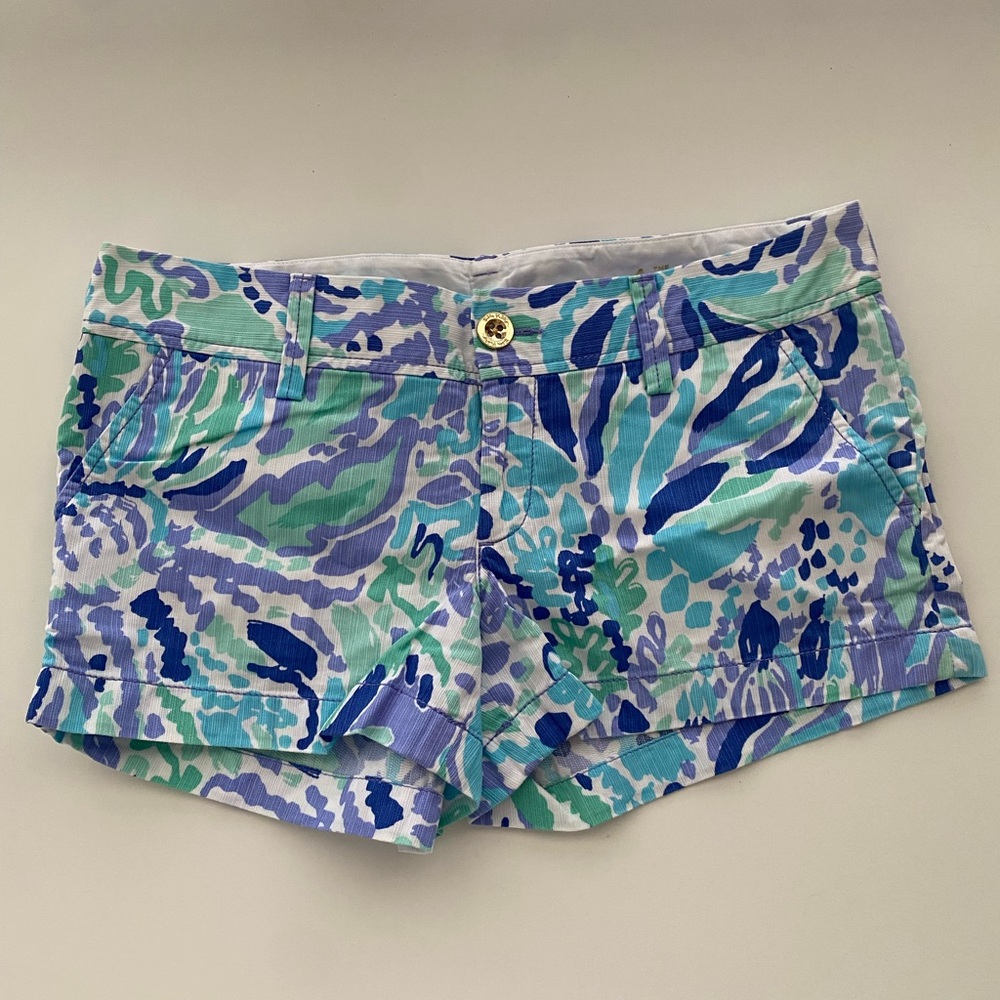 Lilly Pulitzer Blue and Green High Waist Shorts